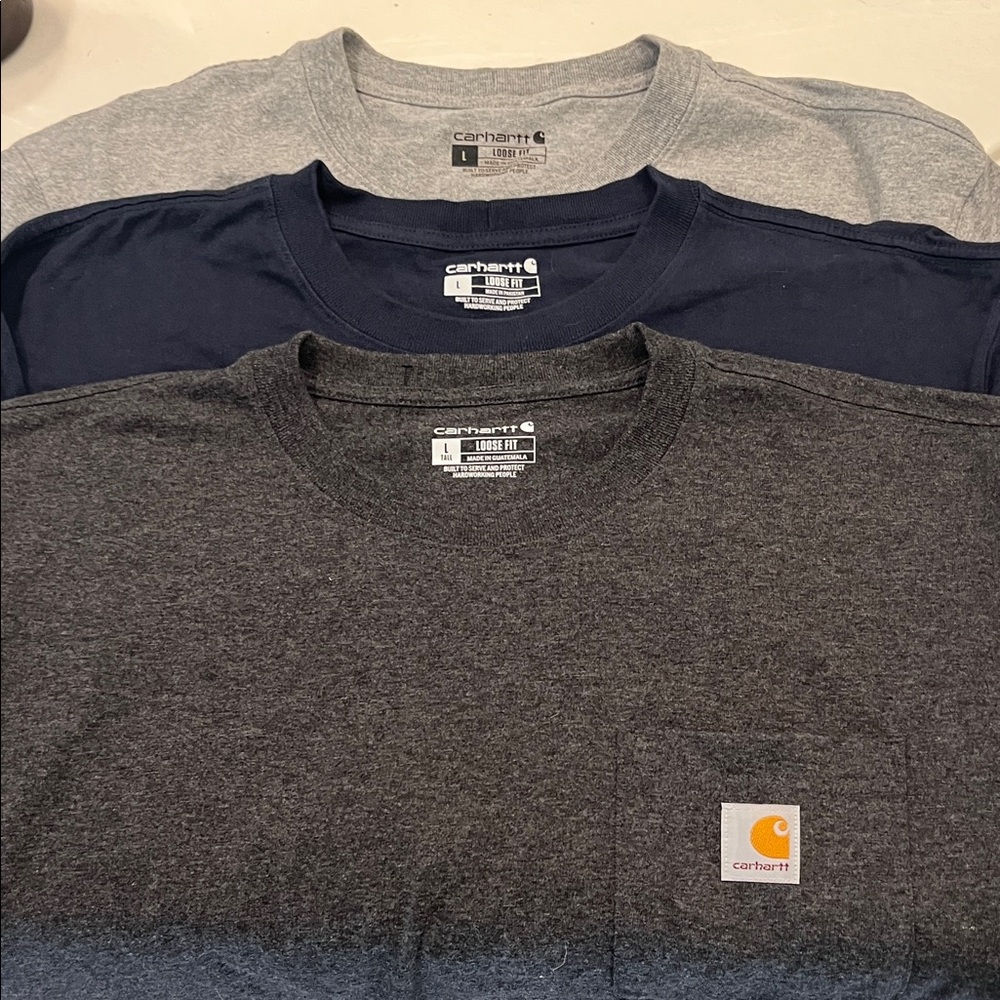 Carhartt Men's Charcoal, Navy, and Heather Gray Tees-X3 Bundle!